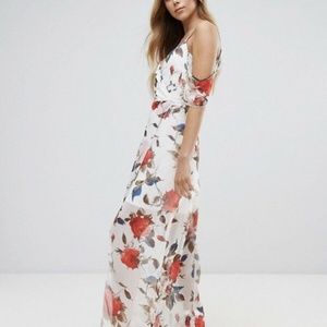 Parisian Floral Cold Shoulder Maxi Dress-6US/10UK